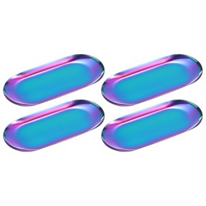 Unique Bargains Stainless Steel Cosmetics Candles Dessert Decorative Trays 4 Pcs - 1 of 4