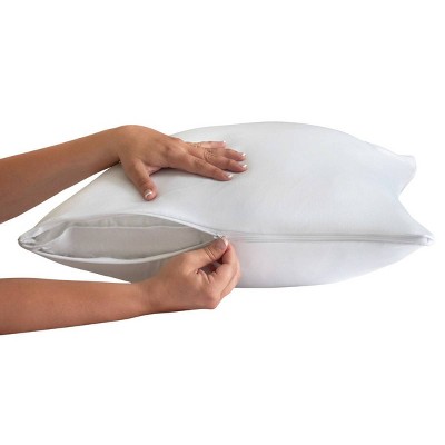 King Size White Cotton Hypoallergenic Zippered Pillow Protector
