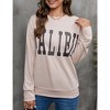 Sweatshirt For Women Lightweight Spring Holiday MALIBU Letter Graphic Crewneck Long Sleeve Pullover Sweatshirt - 2 of 4