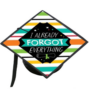 Big Dot of Happiness I Already Forgot Everything - Colorful Graduation Cap Decorations Kit - Grad Cap Cover - 1 of 4
