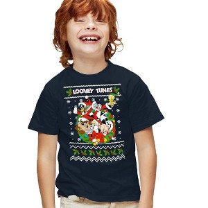 Boys' Short Sleeve Looney Tunes Looney Christmas Ugly Christmas T-Shirt - 1 of 4