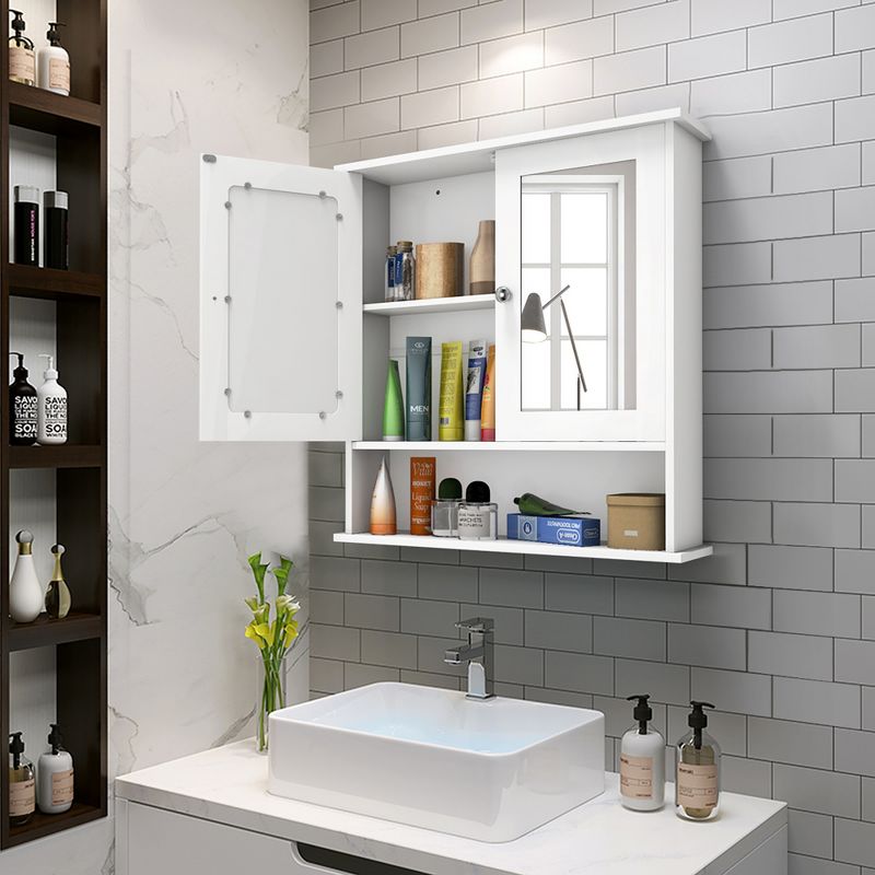 Costway New Bathroom Wall Cabinet Double Mirror Door Cupboard Storage Medicine Cabinet Shelf White, 4 of 13