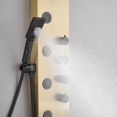 Gold and Black Stainless Steel 5-Jet Rainfall Shower Panel System
