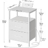 Nightstand with Charging Station, Bedside Table with LED Lights and 2 Fabric Drawers, End Table with 2 AC Outlets and USB Port, Small Night Stand - 3 of 4