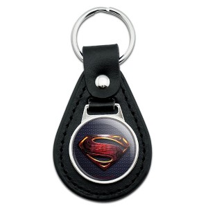 Justice League Movie Superman Logo Black Leather Keychain - 1 of 4