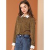 Allegra K Women's Point Collar Long Sleeve Dots Printed Button Down Shirt - 2 of 4