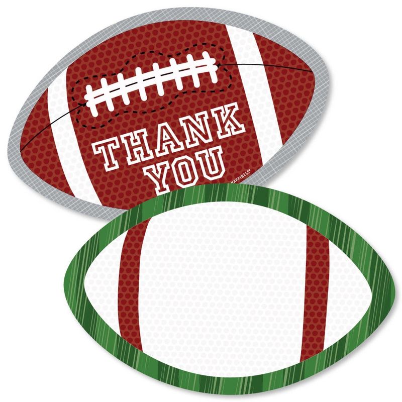 Big Dot of Happiness End Zone - Football - Shaped Thank You Cards - Baby Shower or Birthday Party Thank You Note Cards with Envelopes - Set of 12, 1 of 8