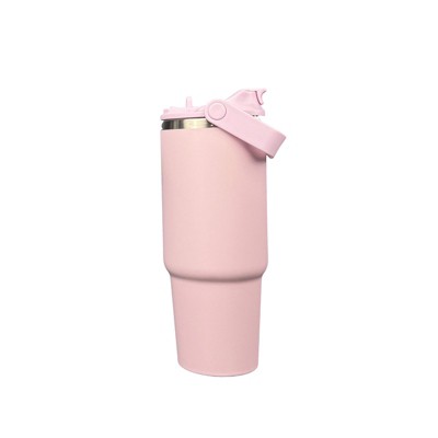 29oz/880ml stainless steel car insulated water bottle, double drinking mouth coffee cup, handle for easy carrying