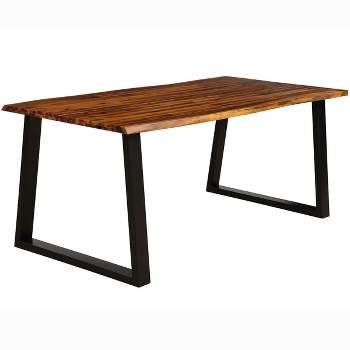 Tangkula Rectangular Acacia Wood Dining Table Rustic Indoor &Outdoor Furniture