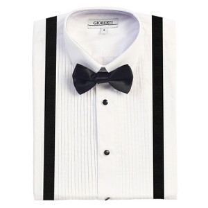 Gioberti Boy's White Tuxedo Dress Shirt, with Bow Tie and Metal Studs - 1 of 3