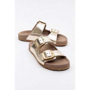 Ovesta - Gold Leather Slide Sandal (Women) | Forever & Always Shoes - 1 of 4