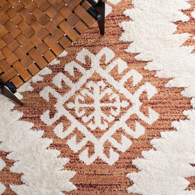 Ivory Diamond Braided Shag Rectangular Rug, 6'7" x 9'2"