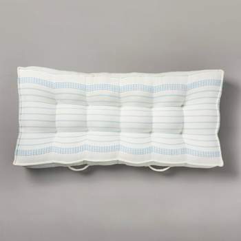 Border Stitch Stripe Indoor/Outdoor French Floor Cushion Cream/Light Blue - Hearth & Hand™ with Magnolia