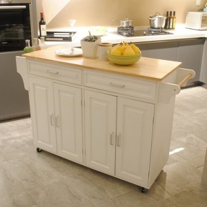 GlasFlength Decorative Storage Cabinets, Wood Frame, with Drawer, Grooved Sliding, Flexible movement, White, 54"*18"*36" - 1 of 3
