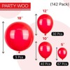 PartyWoo Balloons Red Matte 18 12 10 5 Inch 142 pcs - 4 of 4