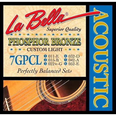 LaBella 7GPCL Phosphor Bronze Custom Light Acoustic Guitar Strings