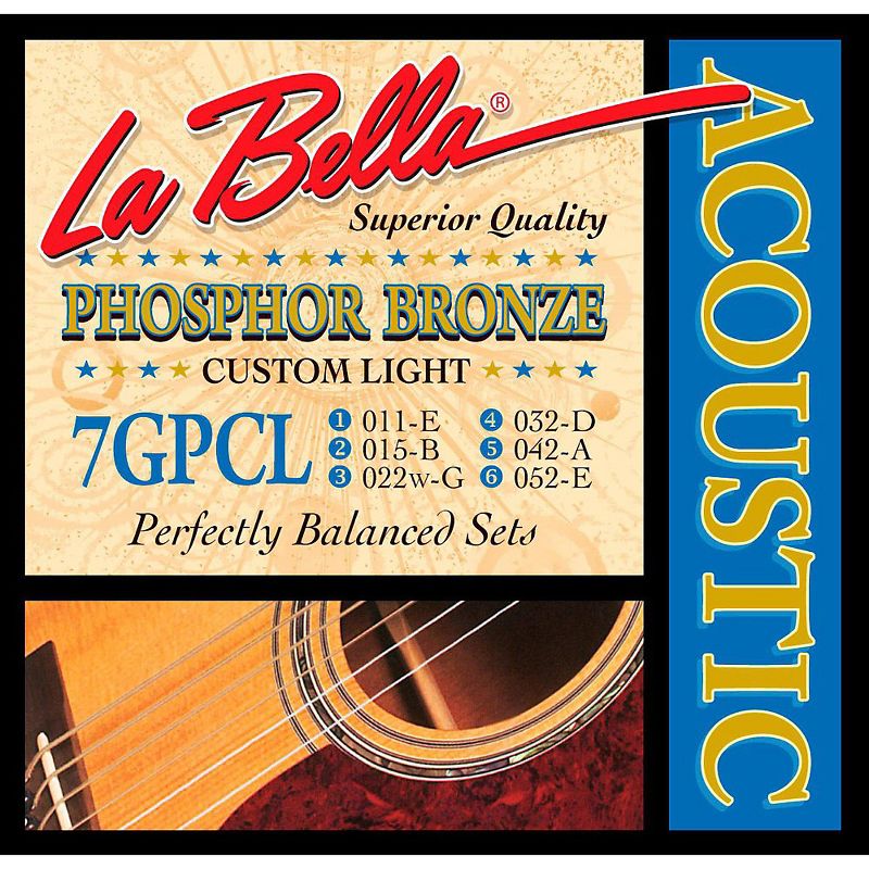 La Bella 7GPCL Phosphor Bronze Custom Light Acoustic Guitar Strings, 1 of 2