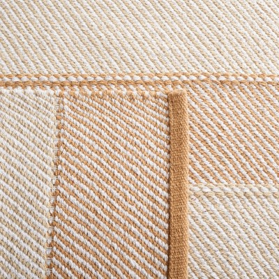 Beige and Gold Striped 8' x 10' Wool Cotton Area Rug