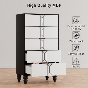 5 Drawers Dresser, Modern Wooden Tall Dresser with Deep Drawers, Chest of Drawers for Bedroom, Living Room, Hallway, Entryway, - 1 of 4