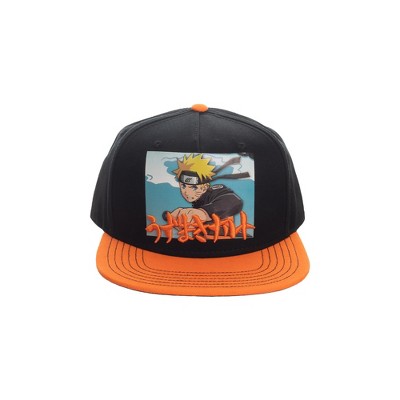 Naruto Shippuden Black & Orange Snapback Hat For Men