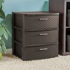 Sterilite 3 Drawer Wide Weave Storage Tower, Plastic Drawers to Organize Clothes in Bedroom, Closet, 2-Pack, Brown - 4 of 4