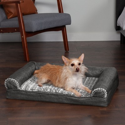 Charcoal Orthopedic Faux Fur Medium Pet Sofa Bed