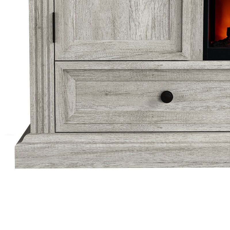 72&#34; Vintage TV Stand for TVs up to 70&#34; with Electric Fireplace Light Gray - Festivo, 5 of 10