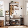 Parent-Child Coat Rack Shoe Bench Hall Tree with Bench and Shoe Storage, Industrial Coat with Shoe Rack, Storage Cubbies, Hooks, and Top Shelf - 2 of 4