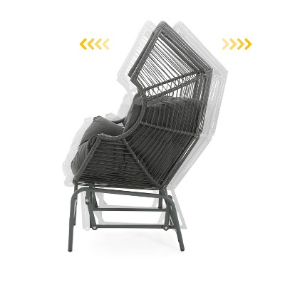 Dark Gray Iron Wicker Outdoor Lounge Chair