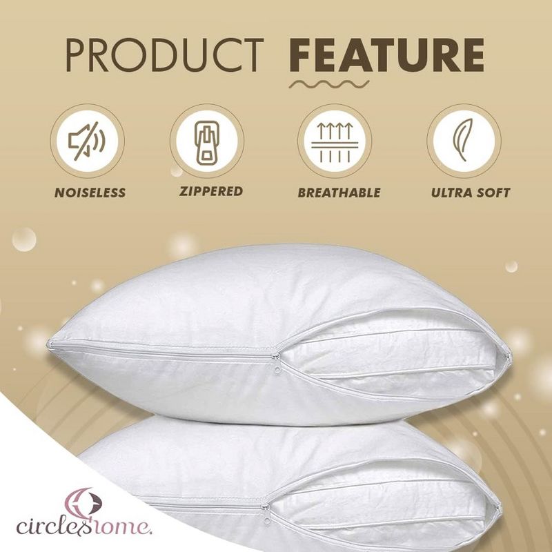 Circles Home Zippered Pillow Protector Cotton Blend White, 2 of 8