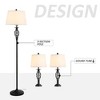 DOMETOUR HOMCOM 3 Piece Table Floor Lamp Set with Metal Pole, Round Base, and Fabric Lampshade, for Living Room, Black/White - 3 of 4