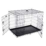 Dog Kennel - 42-Inch Dog Crate with Doors for Front and Side Access - Collapsible Dog Crate with Divider Wall Panel for Large Dogs by PETMAKER (Black)