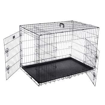Dog Kennel - 42-Inch Dog Crate with Doors for Front and Side Access - Collapsible Dog Crate with Divider Wall Panel for Large Dogs by PETMAKER (Black)