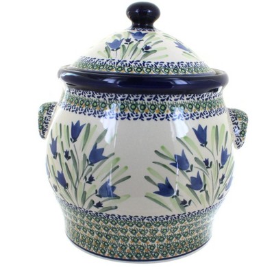 Blue Rose Polish Pottery Blue Tulip Cookie Jar