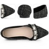 Perphy Women's Pearl Decor Pointy Toe Tweed Plaid Ballet Flats - 4 of 4