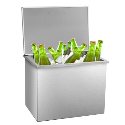 Drop in Ice Chest, Stainless Steel Commercial Ice Bin with Hinged Cover, Outdoor Kitchen Ice Bar for Drinks