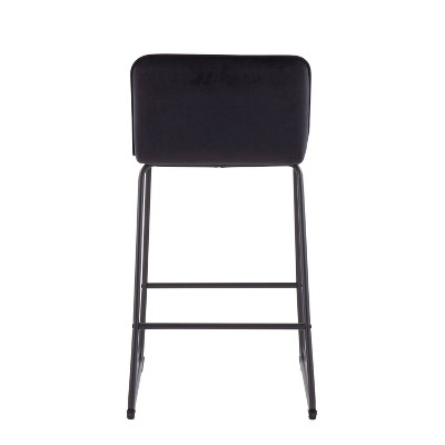 Sleek Black Metal Counter Stool with Velvet Cushion