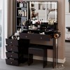 FONTOI 29.2"W/37"W/41"W Makeup Vanity Table Desk with Mirror Left Bedside Cabinet Stool Dresser Set for Woman Bedroom Dressing Room, Black/White - 4 of 4