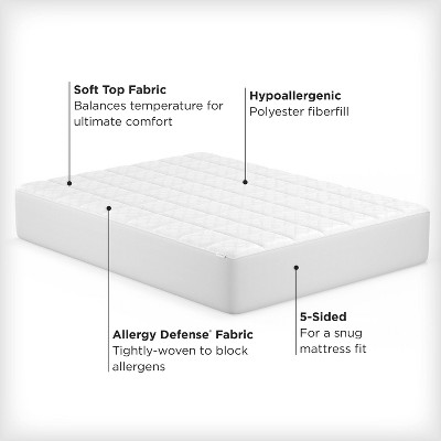 Queen White Polyester Temperature Balancing Mattress Pad