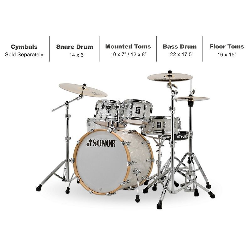 SONOR AQ2 Stage Maple 5-Piece Shell Pack White Marine Pearl, 2 of 3