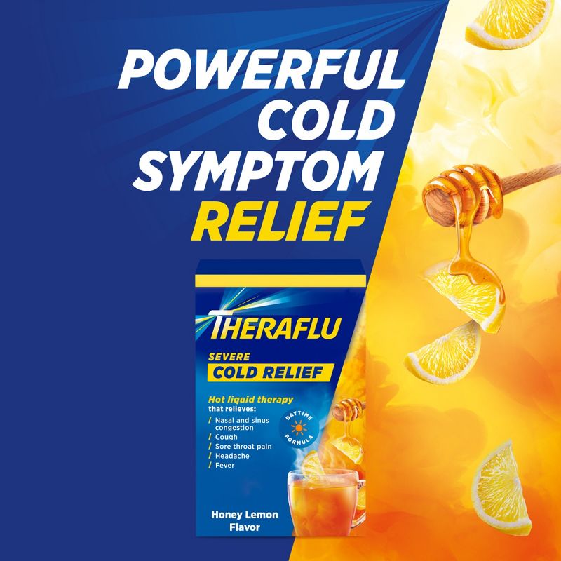 Theraflu Multi-Symptom Severe Cold Relief Powder - Acetaminophen - Green Tea & Honey Lemon - 6ct, 4 of 12