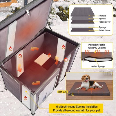 Medium Gray Insulated Wooden Dog House with Iron Frame