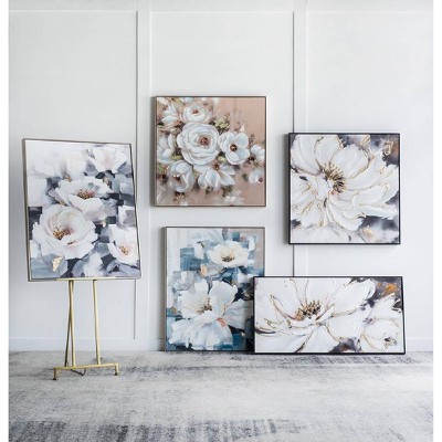 Blooming Florals Hand Painted Canvas with Polystyrene Frame
