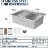 24x18 Inch Drop In Kitchen Sink, Stainless Steel Kitchen Single Bowl Sinks, Top Mount Workstation Sink, 2 Piece Set, with Pull-Down Faucet, Silver - 2 of 4