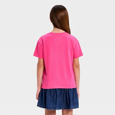 Hello Kitty Girls' Hello Kitty Short Sleeve Graphic Jersey T-Shirt - Fuchsia S — фото 3