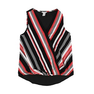 bar III Womens Striped Surplice Wrap Blouse - 1 of 2