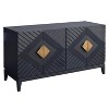The Urban Port 55" Sideboard Buffet Console with 2 Door Cabinet Diamond Cut Handles Matte Black Black/Brass - 2 of 4
