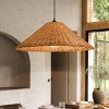 LLHZSY Farmhouse Straw Hat Hand Woven Pendant Chandelier with Natural Rattan Shade-23 3/5" - 2 of 4