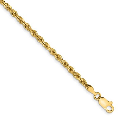 Black Bow Jewelry 3mm, 14k Yellow Gold, D/C Quadruple Rope Chain Anklet or Bracelet