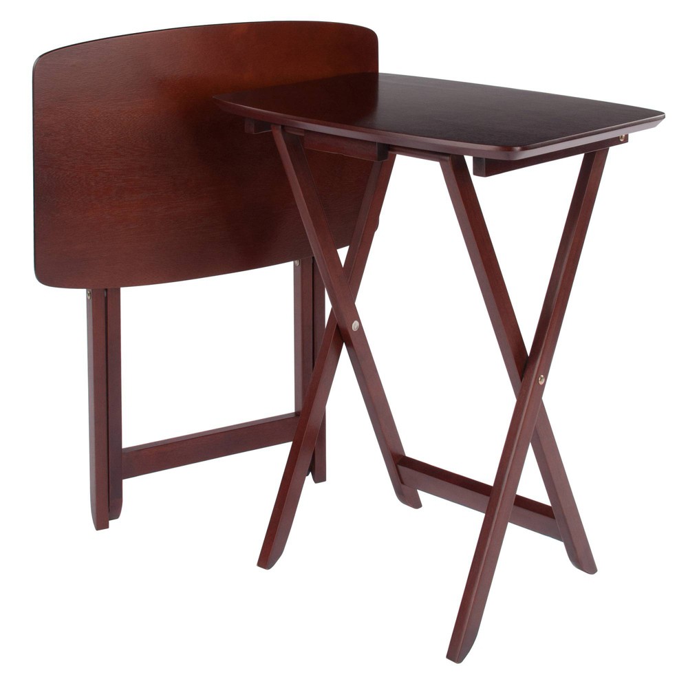 Photos - Dining Table 2pc Darlene Snack Table Set Walnut - Winsome: Portable, No Assembly Required, Space-Saving Design